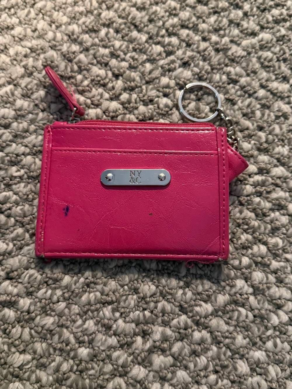 New York & Co. Hot Pink Cardholder Keychain Wallet (few imperfections shown)